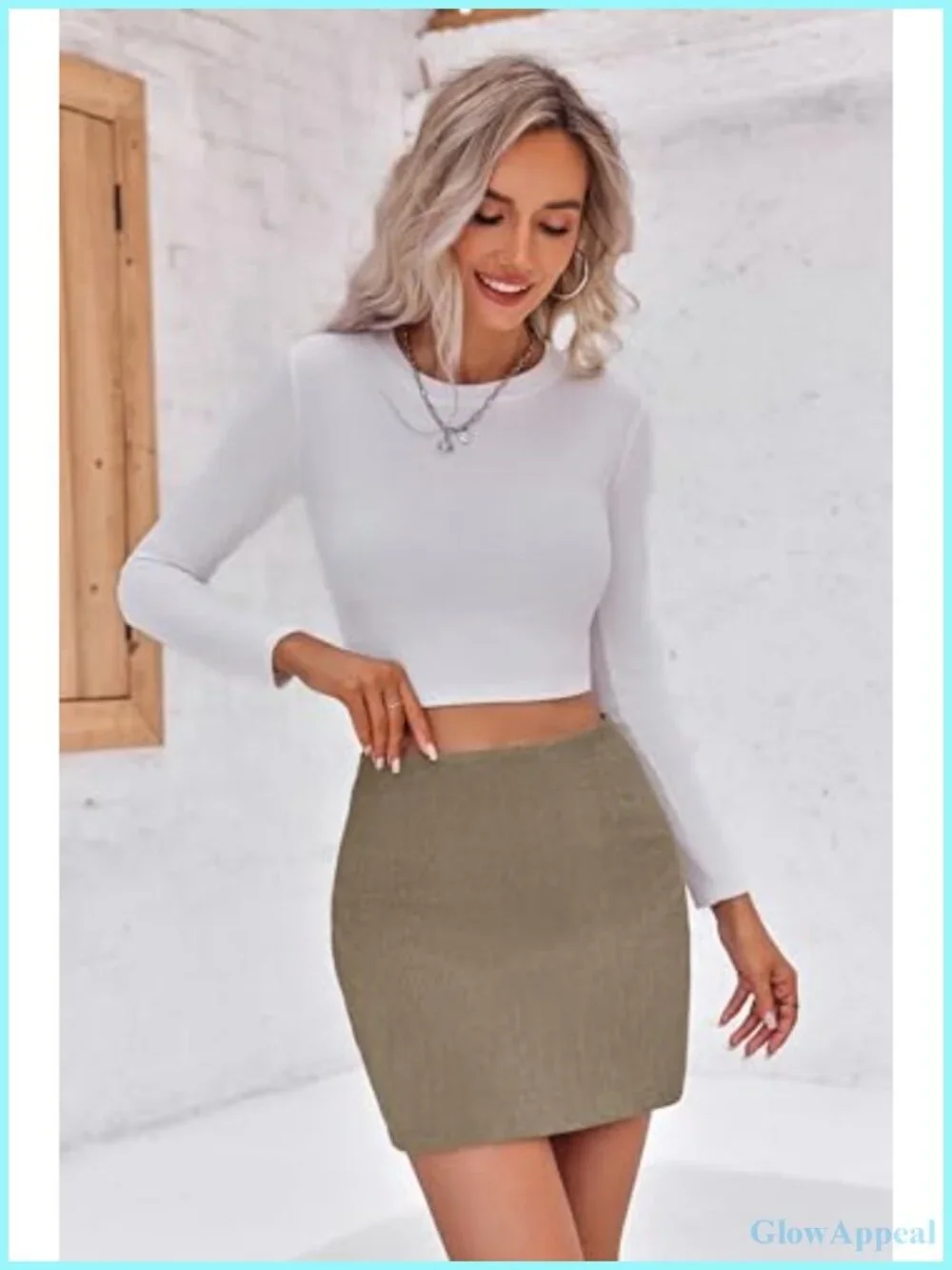 Corduroy High Waisted A-Line Mini Skirt Business Casual Vintage